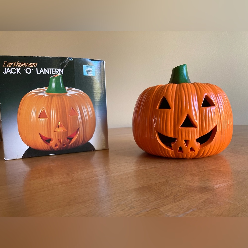 Vintage Earthenware Jack O Lantern in original box